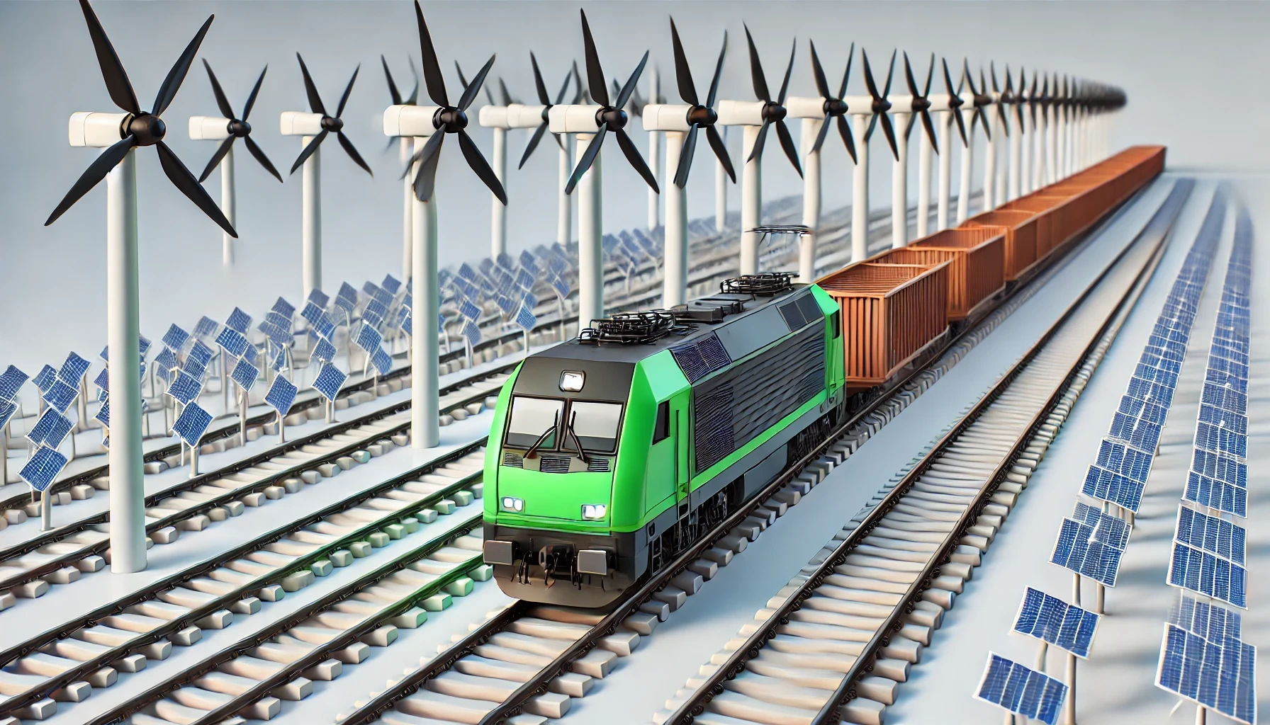 Wind Turbines Along Railway
                                    Tracks